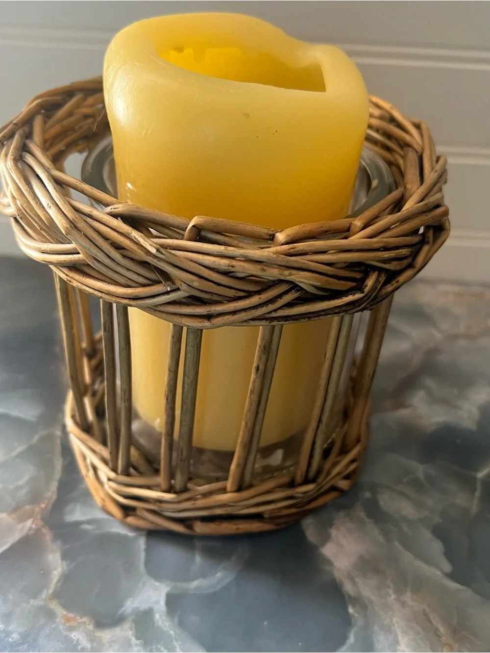 Vintage Natural Brown Woven Lantern with Clear Glass